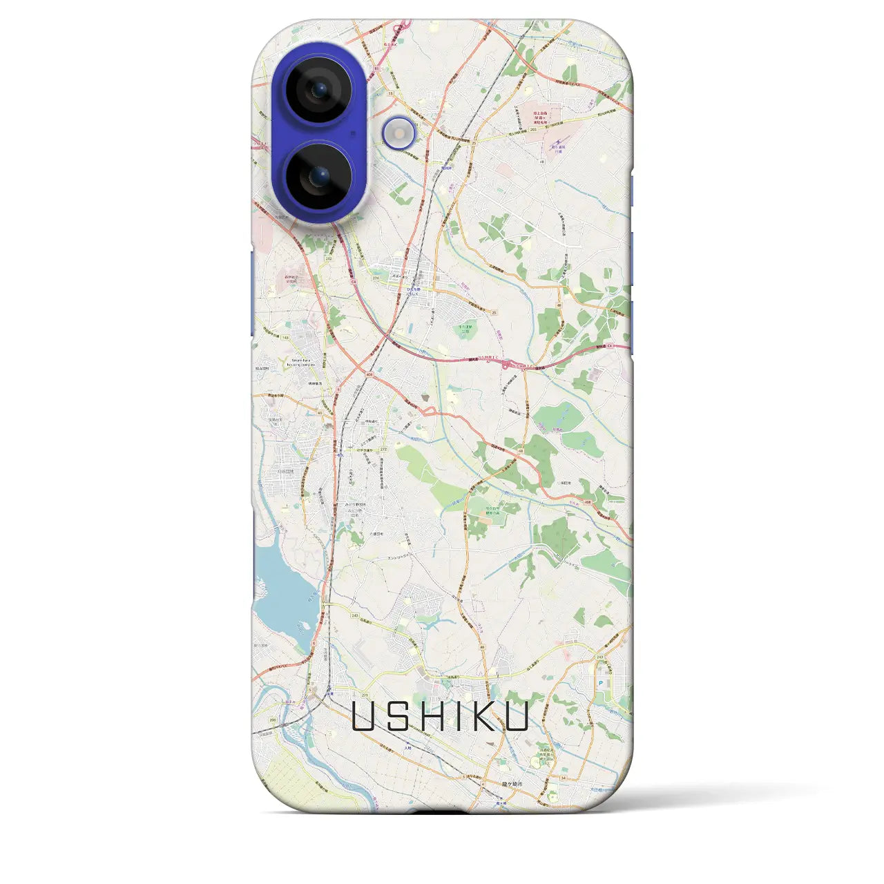 【牛久(茨城県)】地図柄iPhoneケース(バックカバータイプ)ナチュラル・iPhone 16 Pro Max 用
