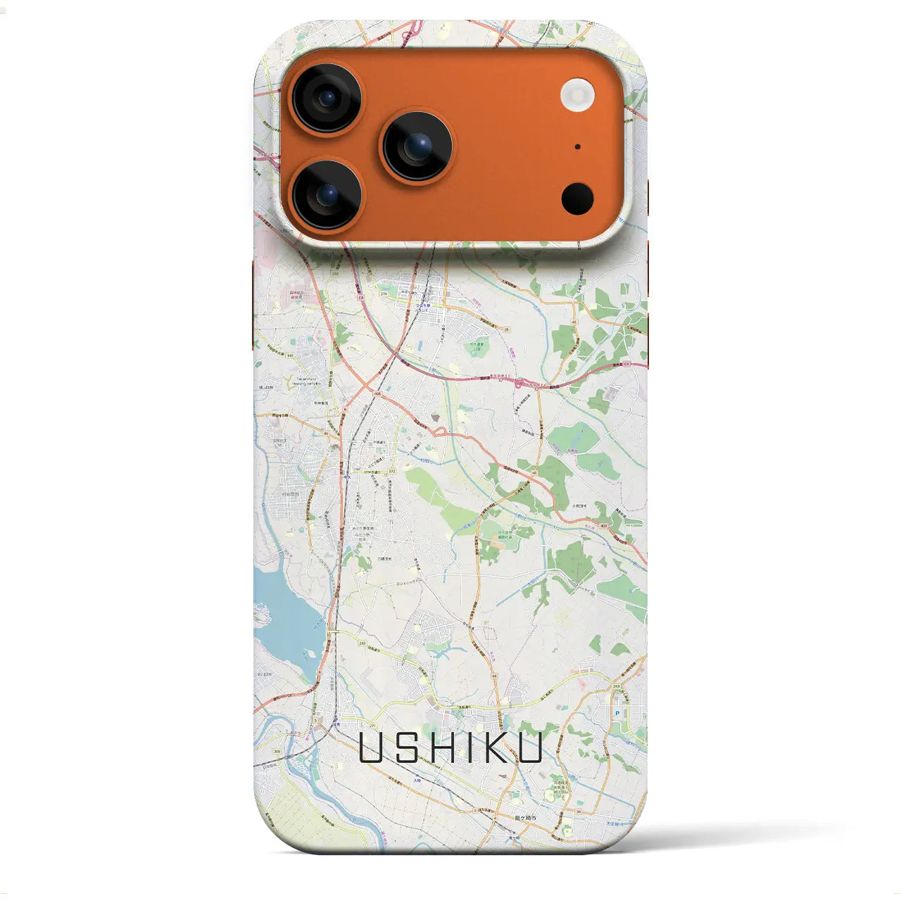 【牛久(茨城県)】地図柄iPhoneケース(バックカバータイプ)ナチュラル・iPhone 17 Pro Max 用