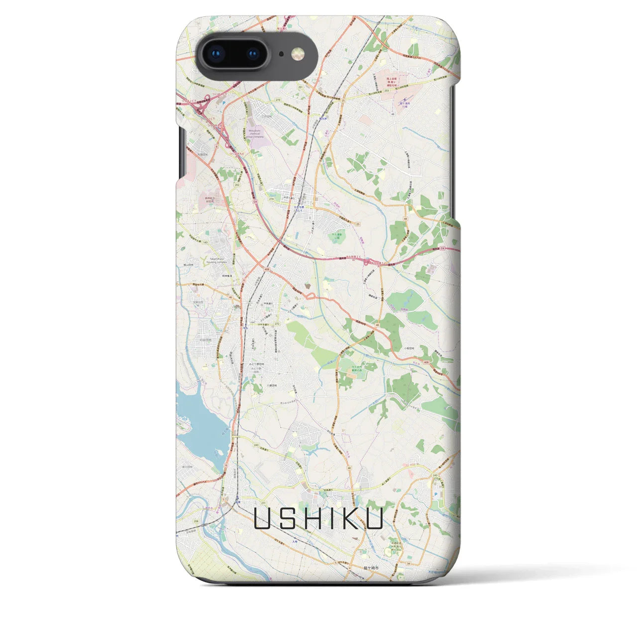 【牛久(茨城県)】地図柄iPhoneケース(バックカバータイプ)