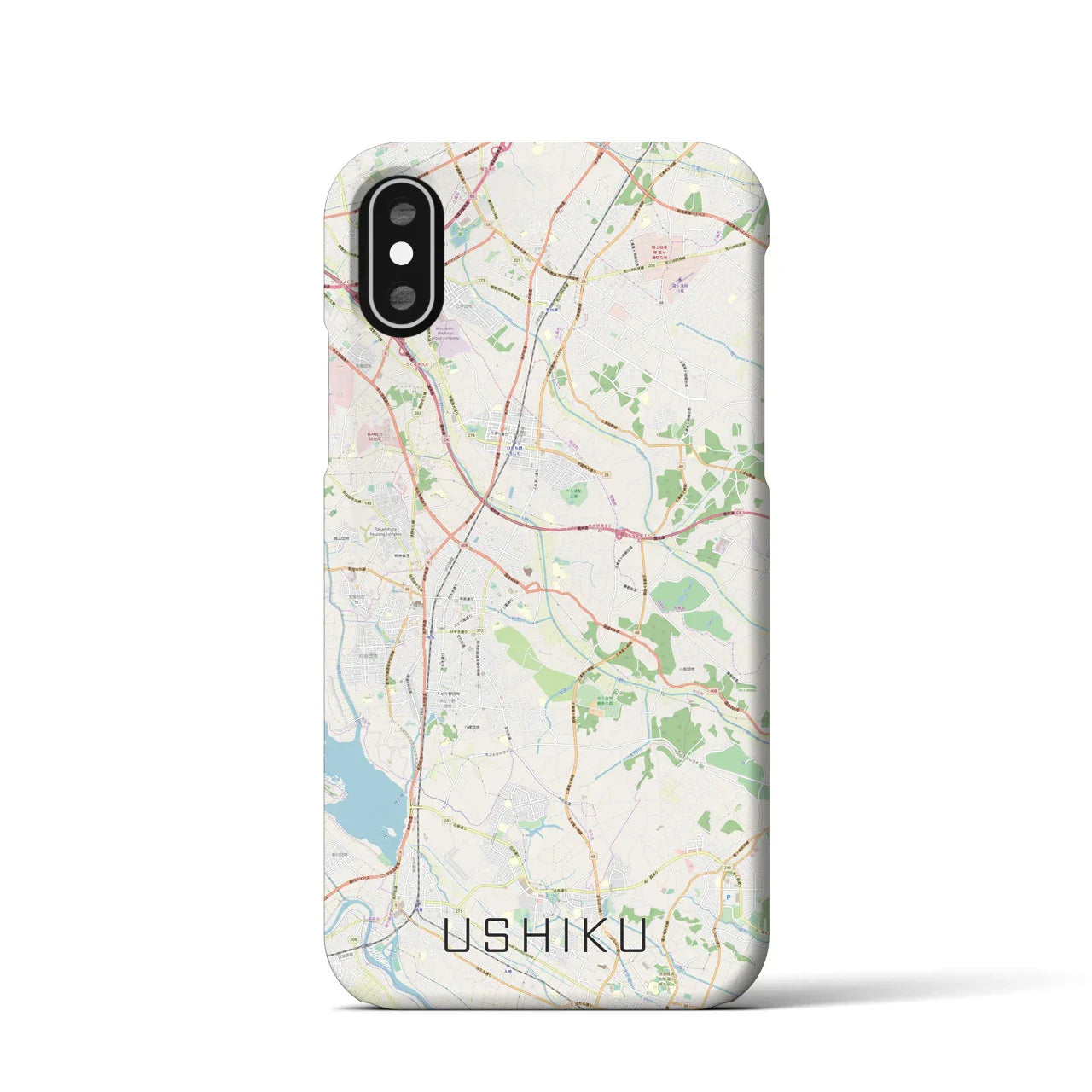 【牛久(茨城県)】地図柄iPhoneケース(バックカバータイプ)
