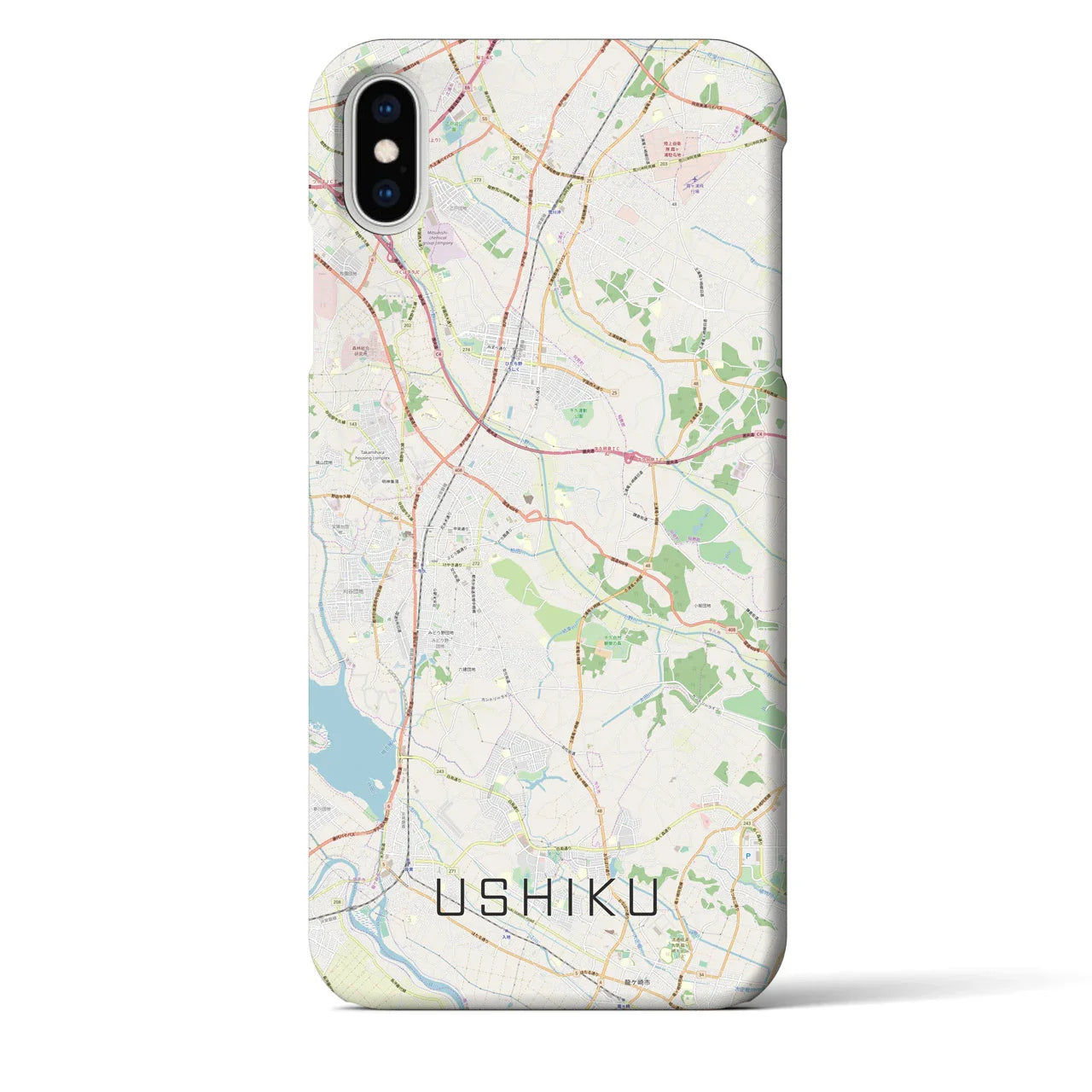 【牛久(茨城県)】地図柄iPhoneケース(バックカバータイプ)