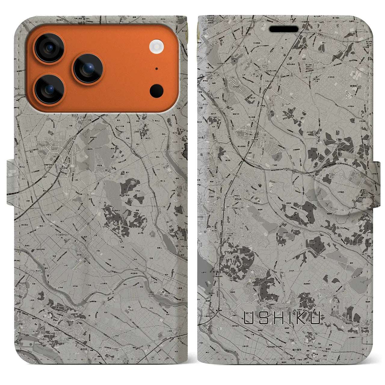 【牛久(茨城県)】地図柄iPhoneケース(手帳タイプ)