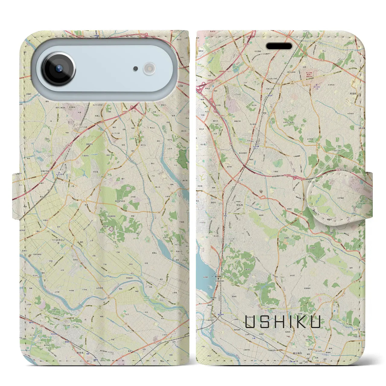 【牛久(茨城県)】地図柄iPhoneケース(手帳タイプ)