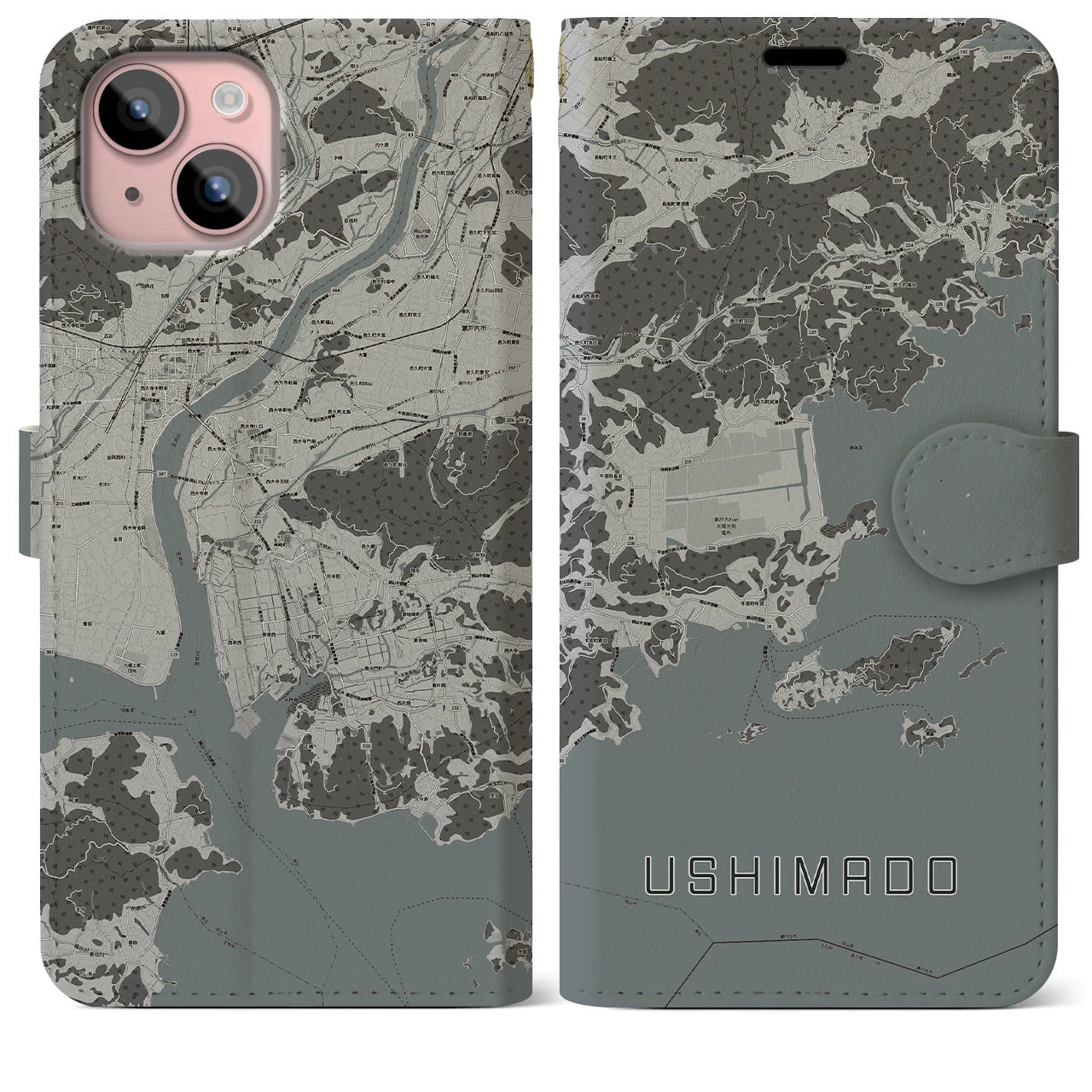 【牛窓(岡山県)】地図柄iPhoneケース(手帳タイプ)