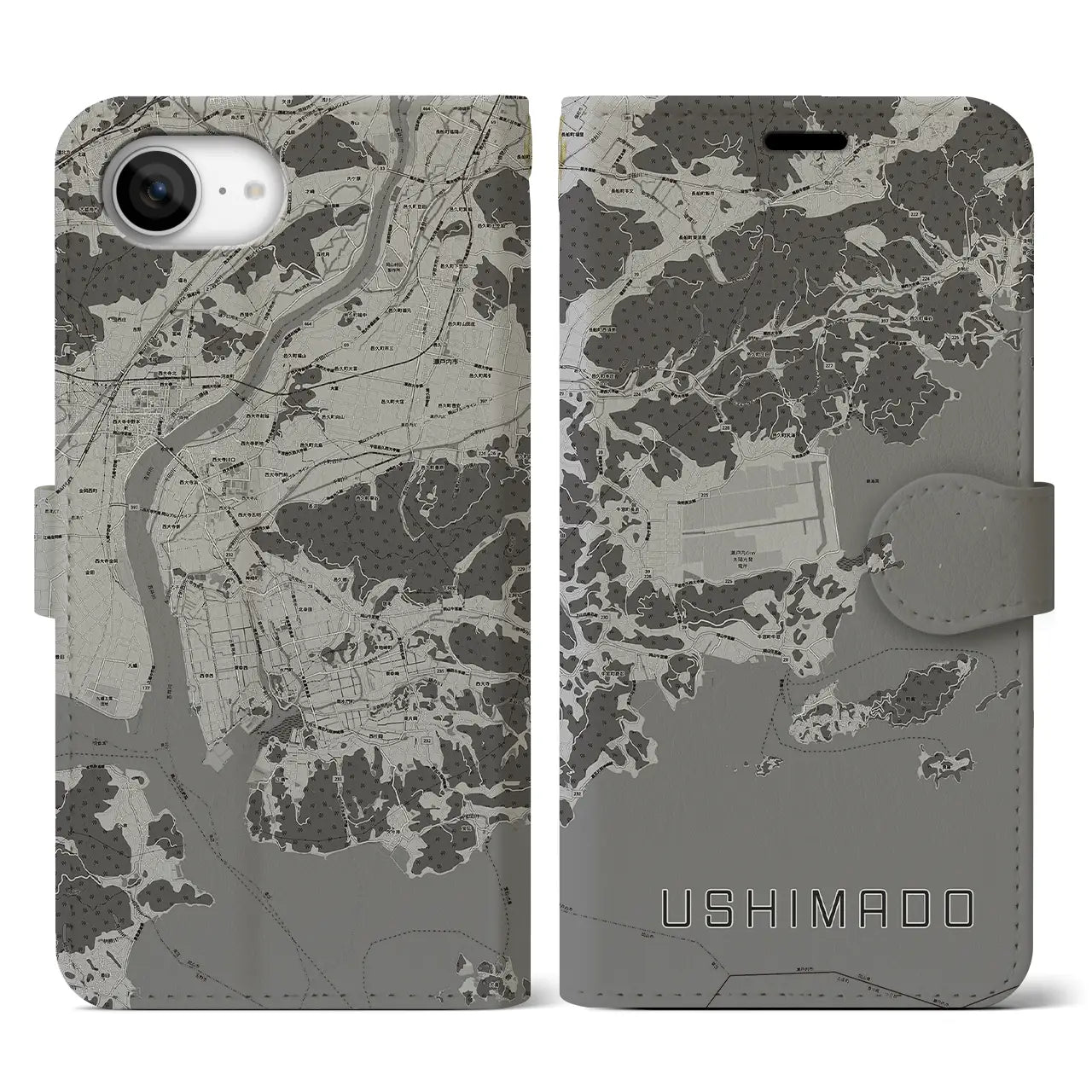 【牛窓(岡山県)】地図柄iPhoneケース(手帳タイプ)