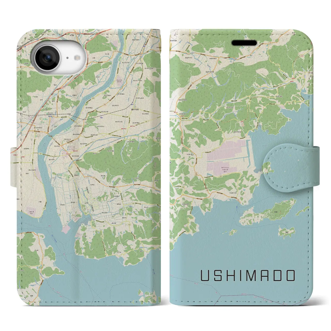 【牛窓(岡山県)】地図柄iPhoneケース(手帳タイプ)