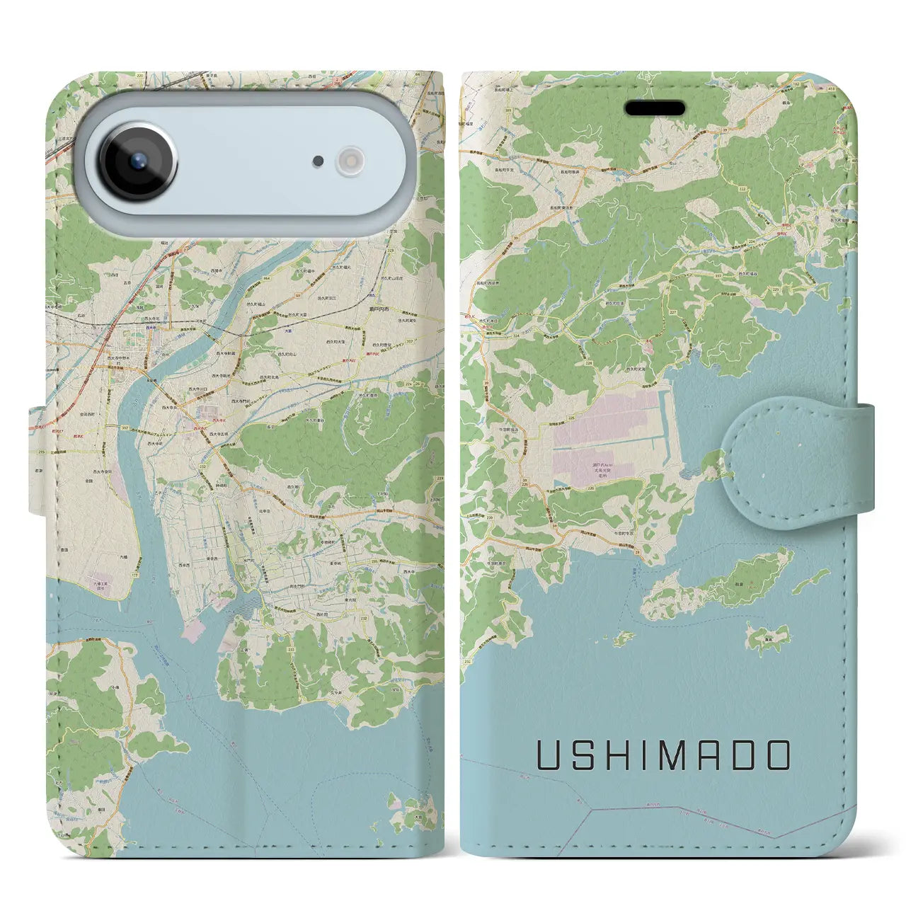 【牛窓(岡山県)】地図柄iPhoneケース(手帳タイプ)