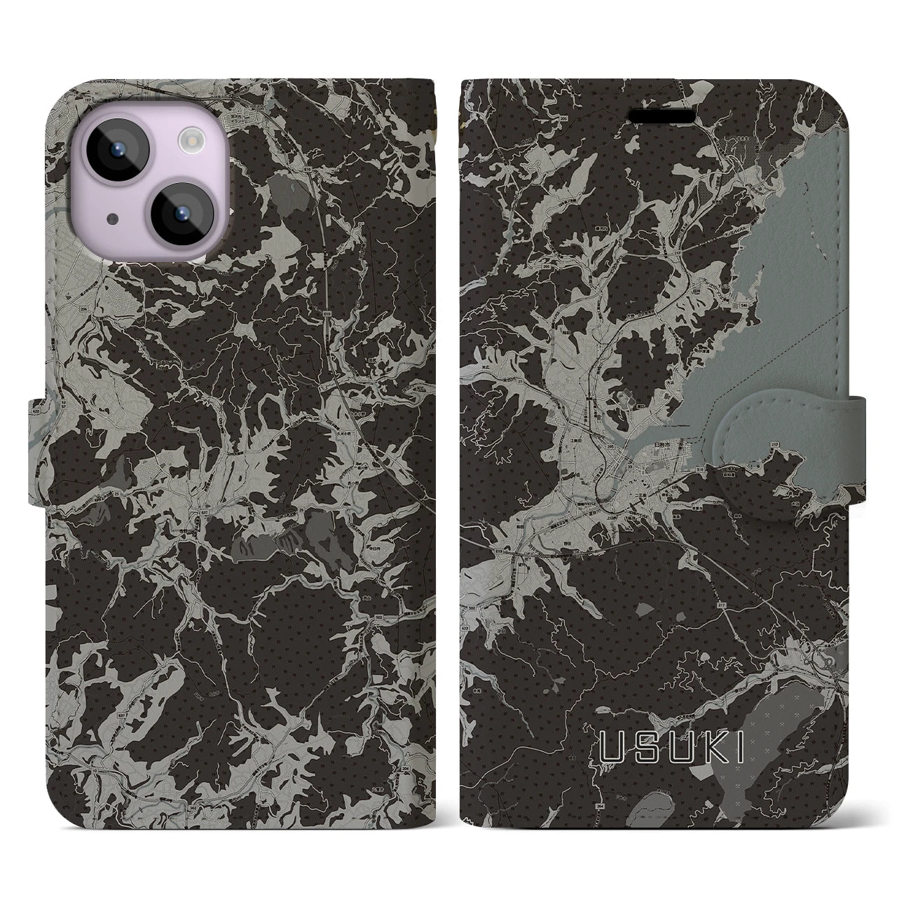 【臼杵(大分県)】地図柄iPhoneケース(手帳タイプ)