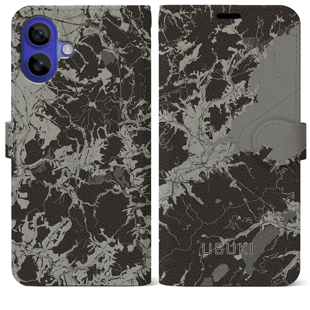 【臼杵(大分県)】地図柄iPhoneケース(手帳タイプ)