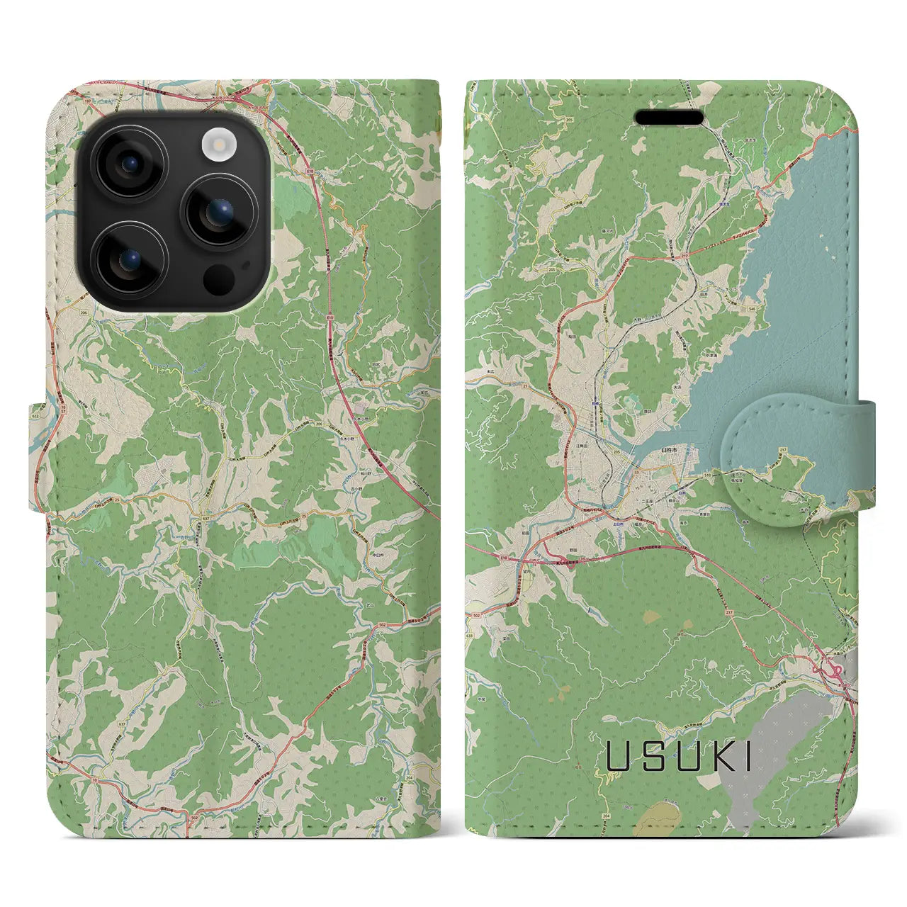 【臼杵(大分県)】地図柄iPhoneケース(手帳タイプ)ナチュラル・iPhone 16 用
