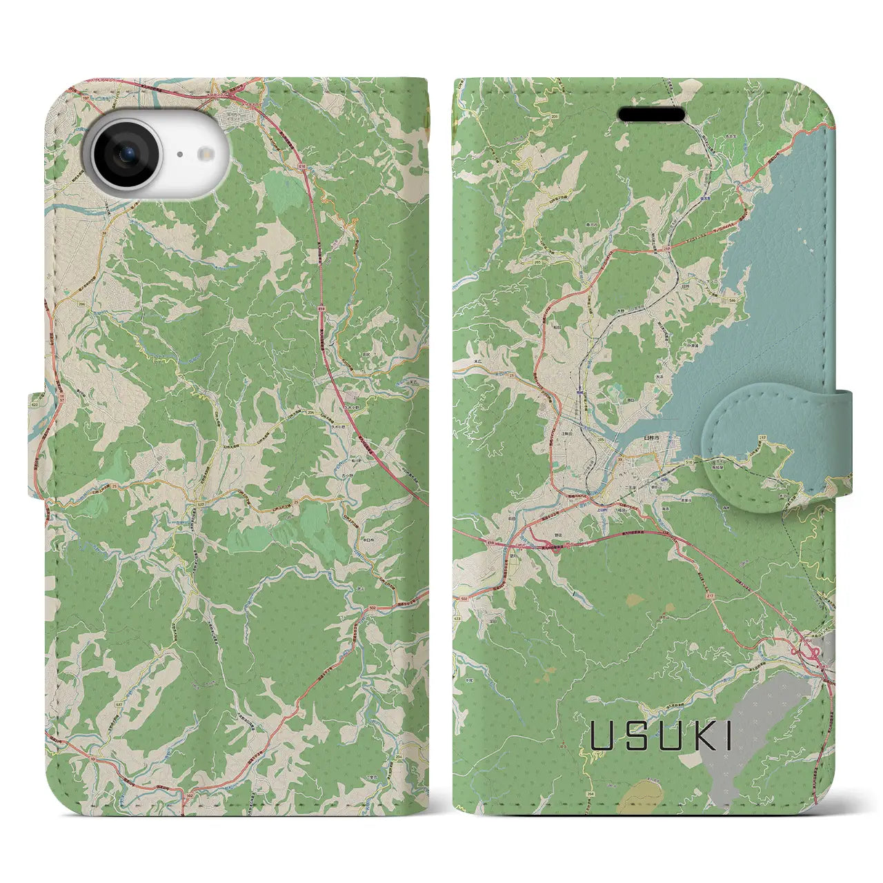 【臼杵(大分県)】地図柄iPhoneケース(手帳タイプ)
