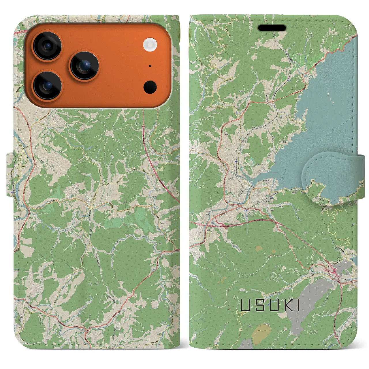 【臼杵(大分県)】地図柄iPhoneケース(手帳タイプ)