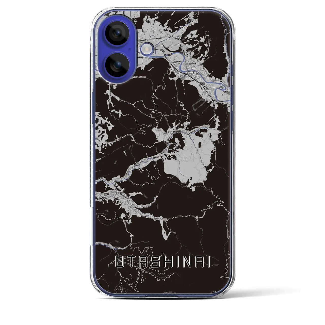 【歌志内(北海道)】地図柄iPhoneケース(クリアタイプ)モノトーン・iPhone 16 Pro Max 用