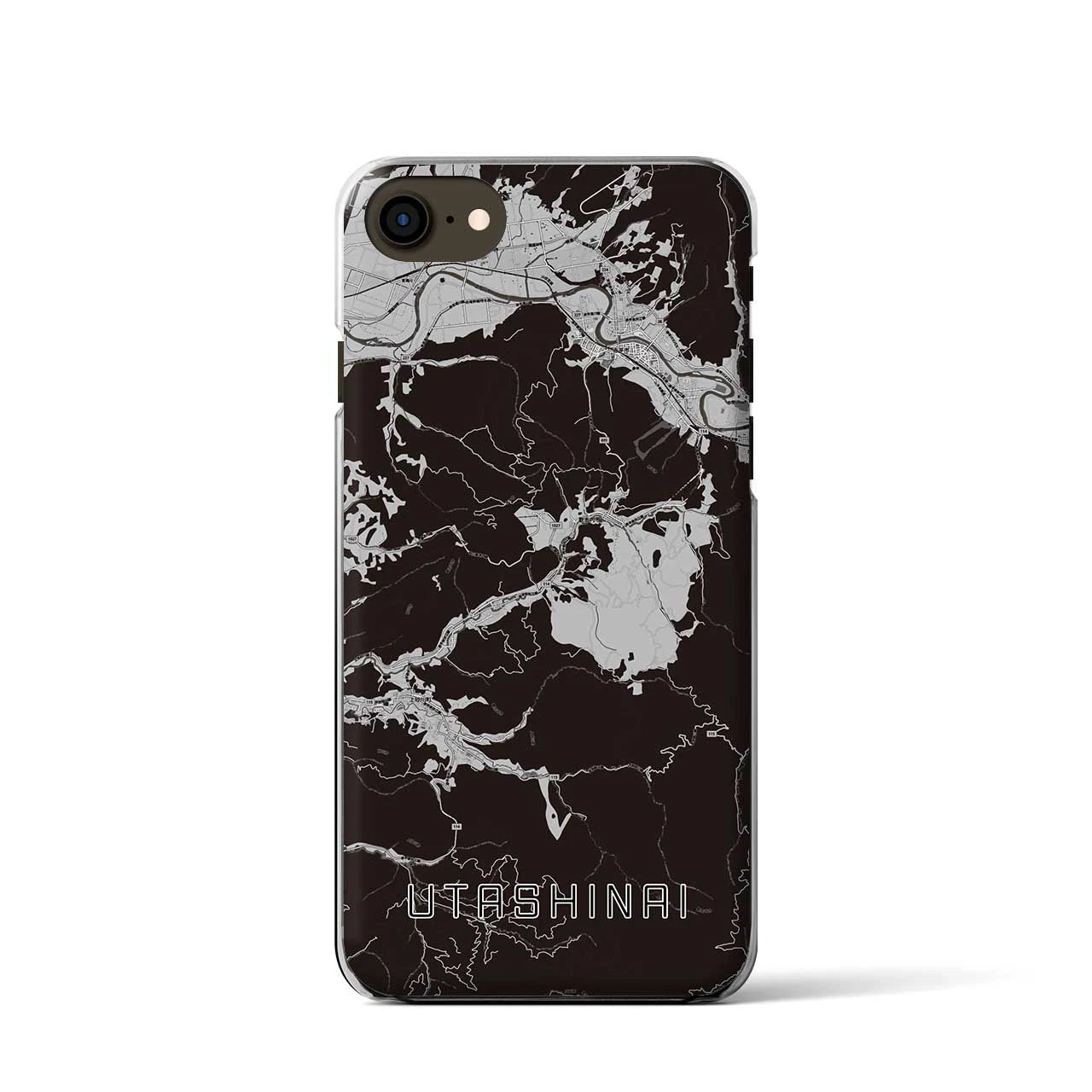 【歌志内(北海道)】地図柄iPhoneケース(クリアタイプ)モノトーン・iPhone SE(第3 / 第2世代) / 8 / 7 / 6s / 6 用