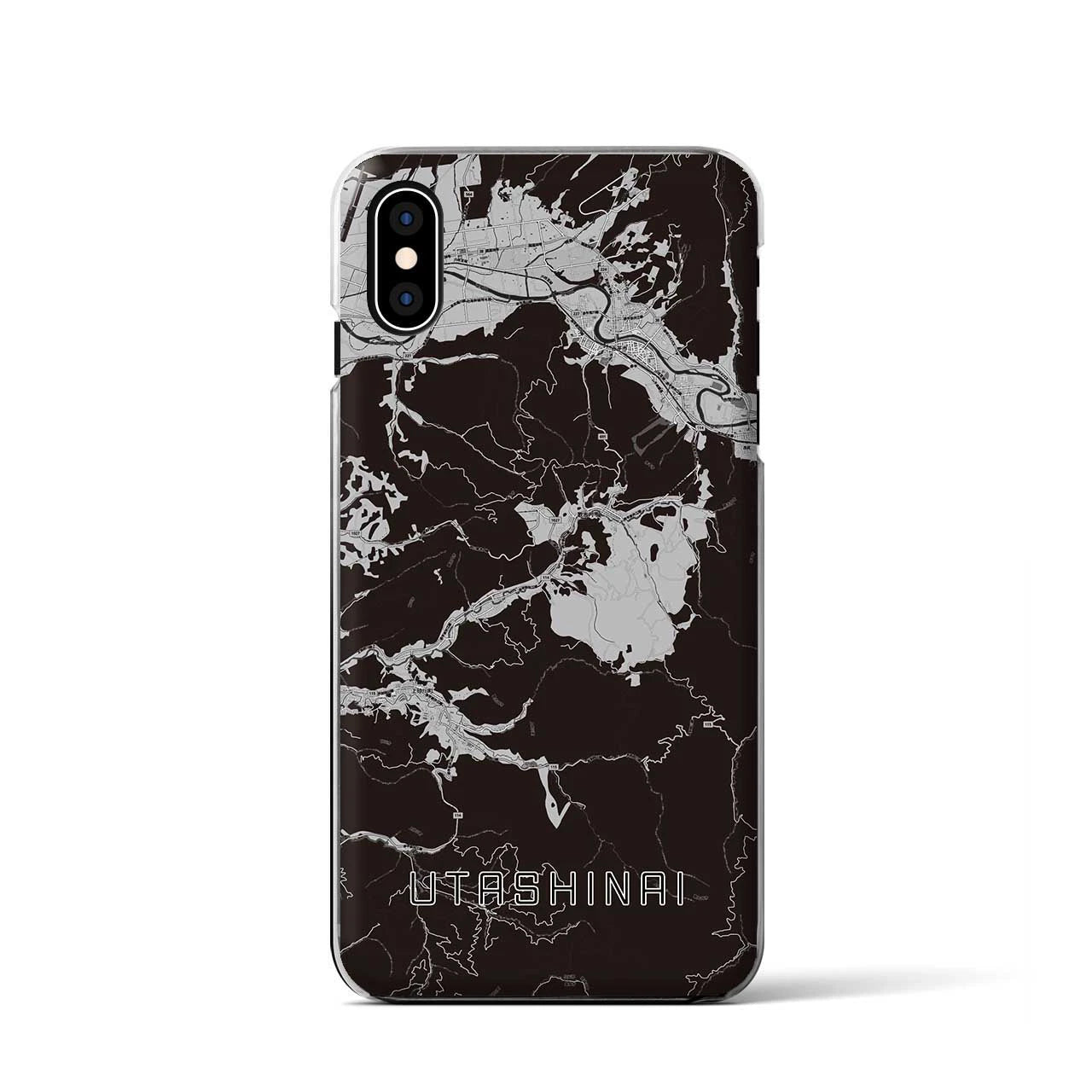 【歌志内(北海道)】地図柄iPhoneケース(クリアタイプ)モノトーン・iPhone XS / X 用