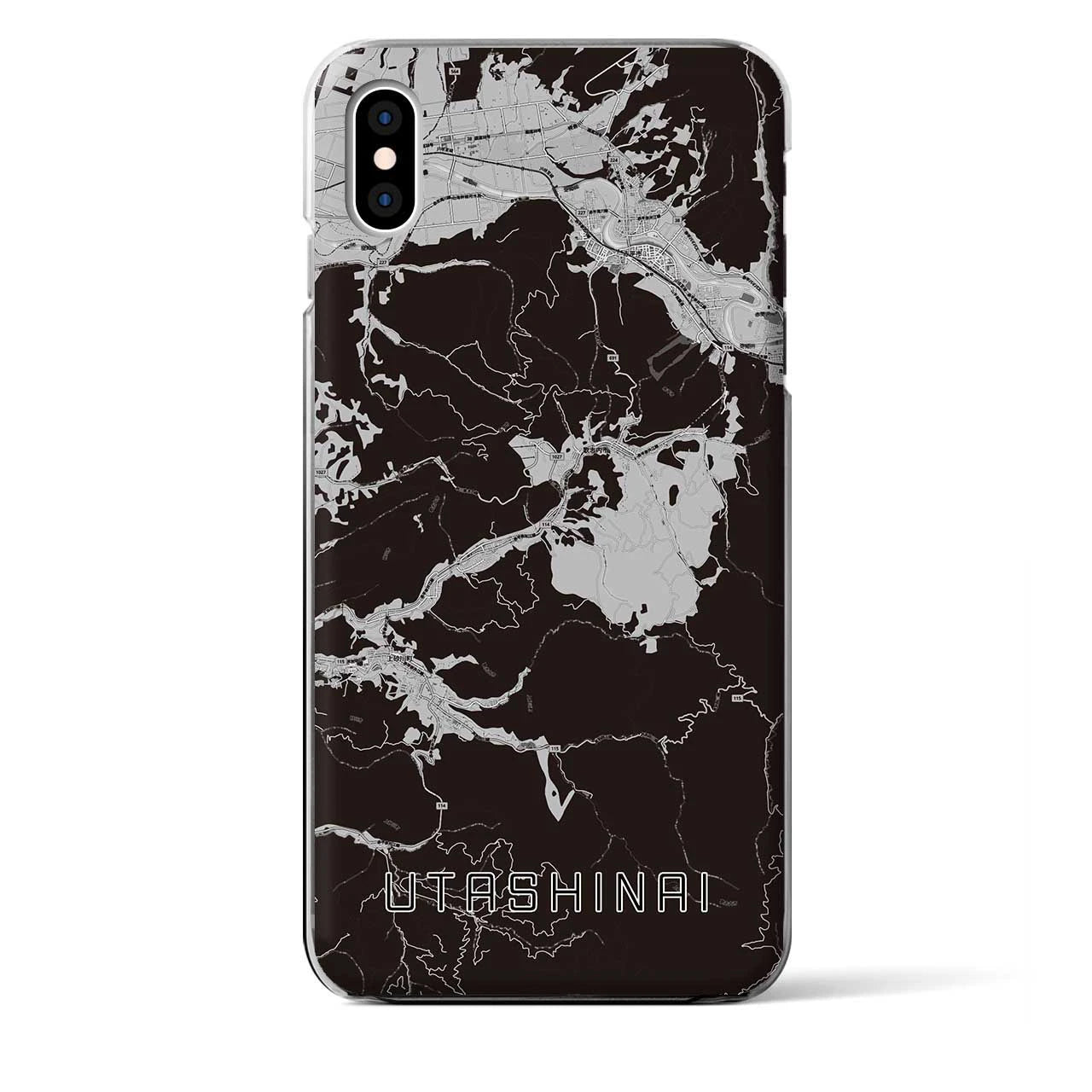 【歌志内(北海道)】地図柄iPhoneケース(クリアタイプ)モノトーン・iPhone XS Max 用