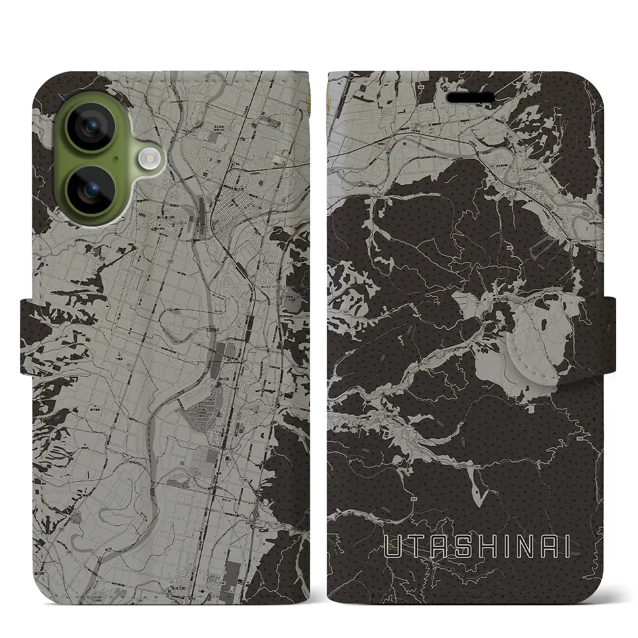 【歌志内(北海道)】地図柄iPhoneケース(手帳タイプ)
