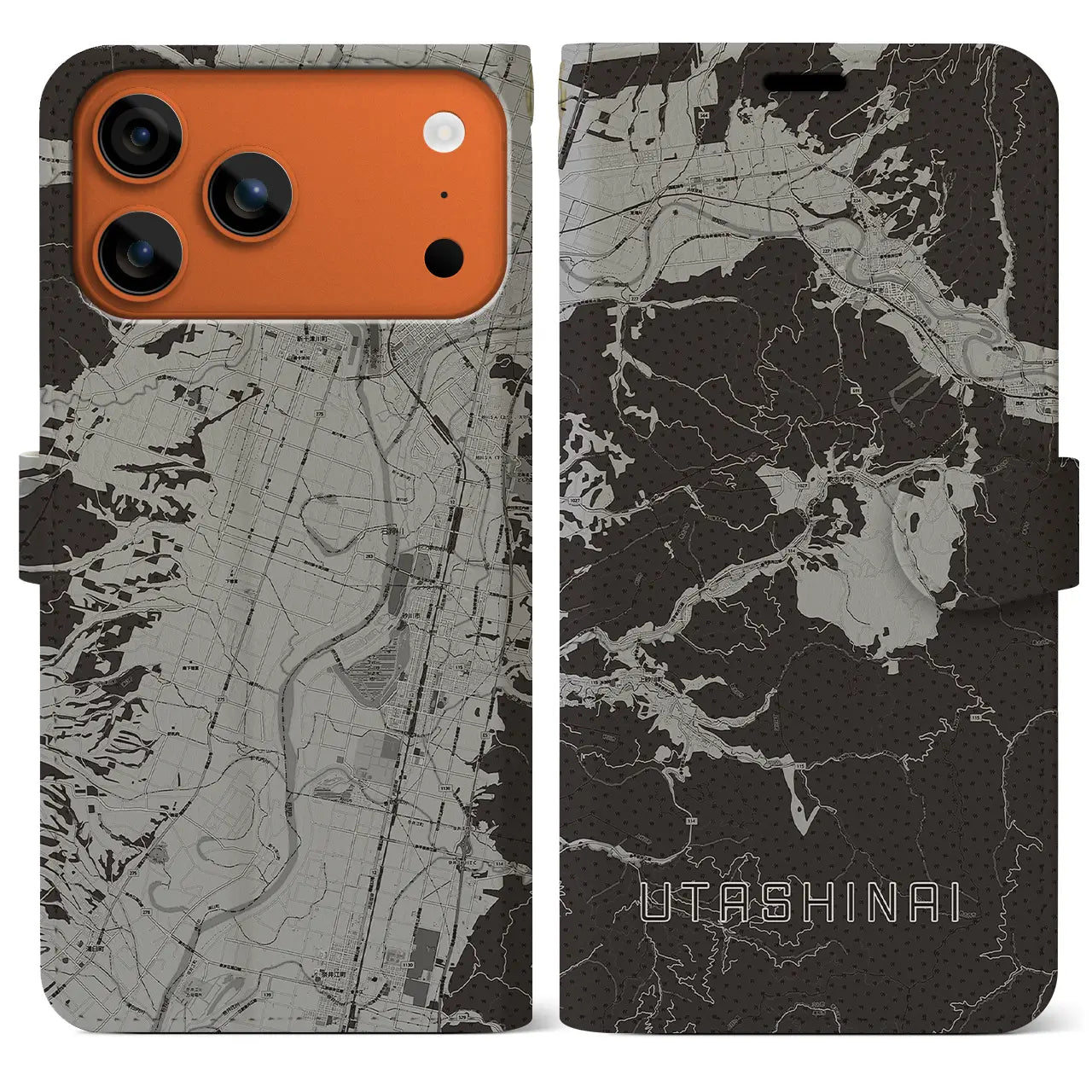 【歌志内(北海道)】地図柄iPhoneケース(手帳タイプ)