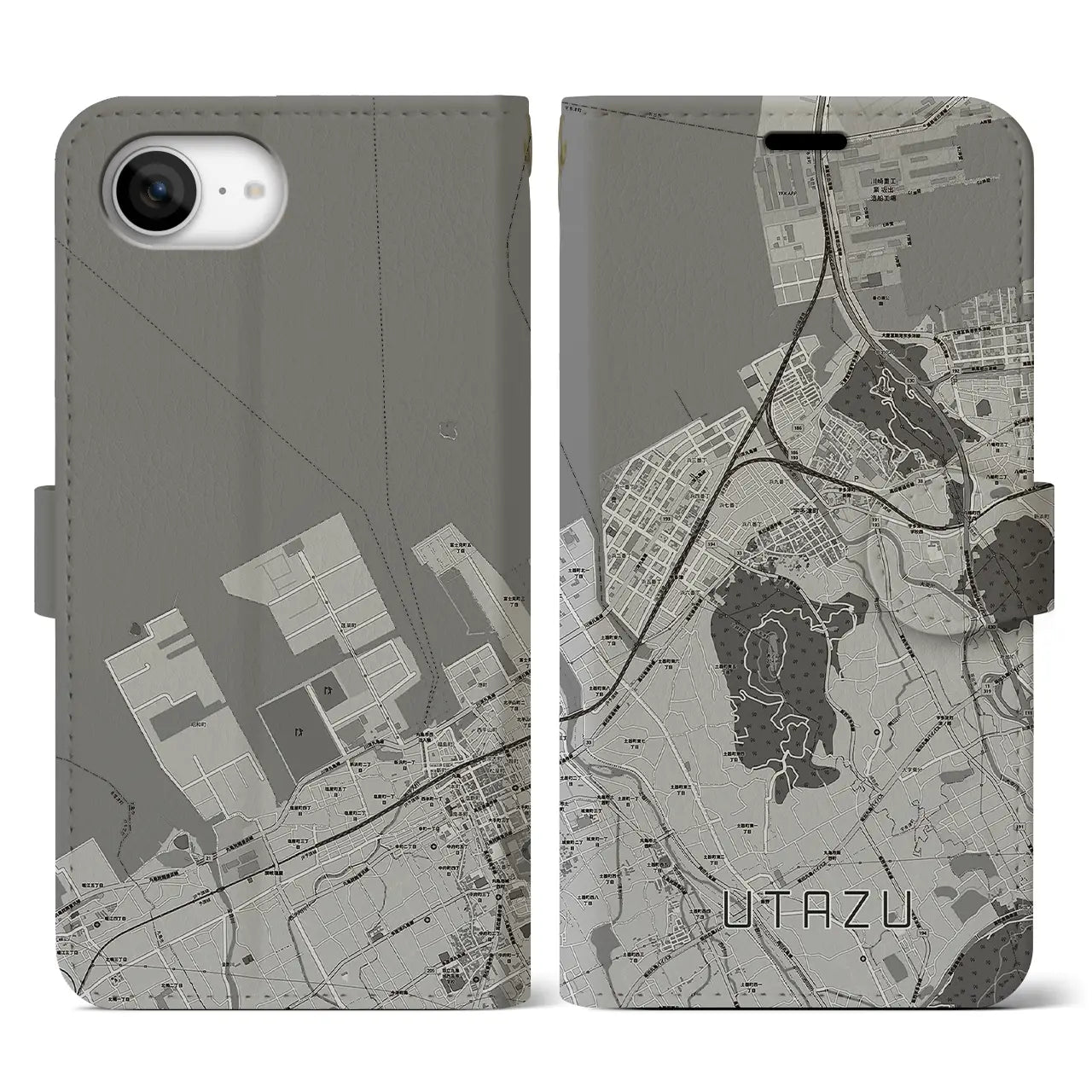 【宇多津(香川県)】地図柄iPhoneケース(手帳タイプ)