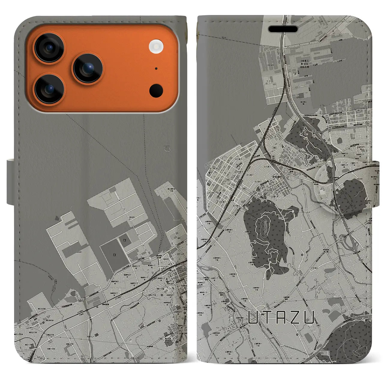 【宇多津(香川県)】地図柄iPhoneケース(手帳タイプ)