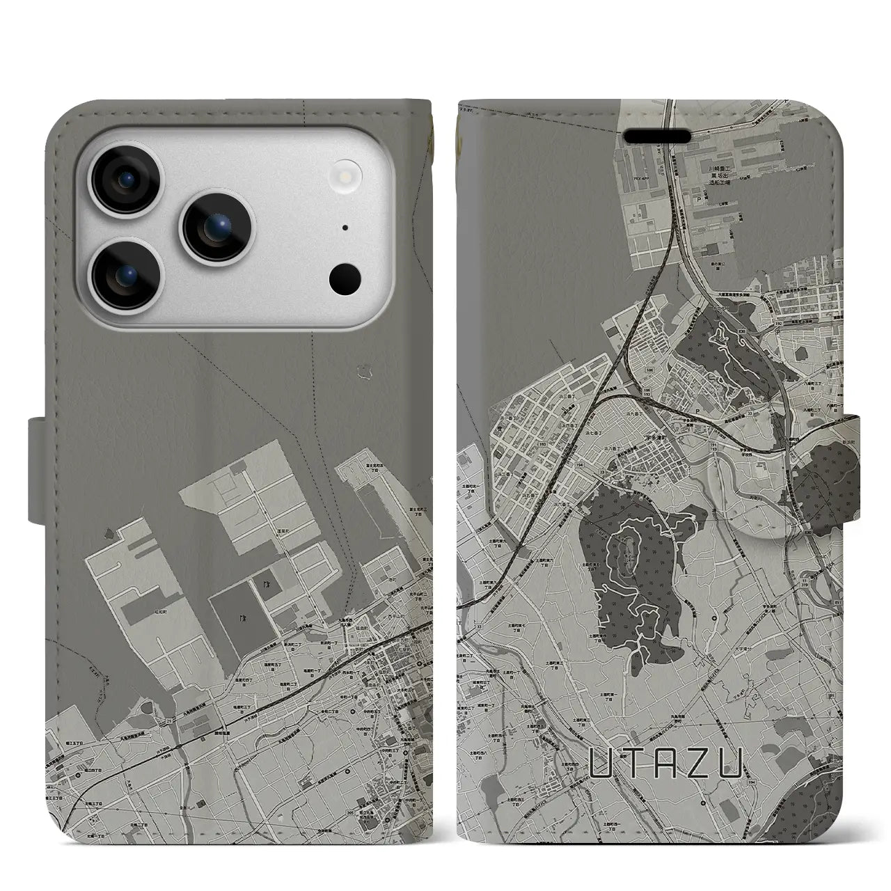 【宇多津(香川県)】地図柄iPhoneケース(手帳タイプ)