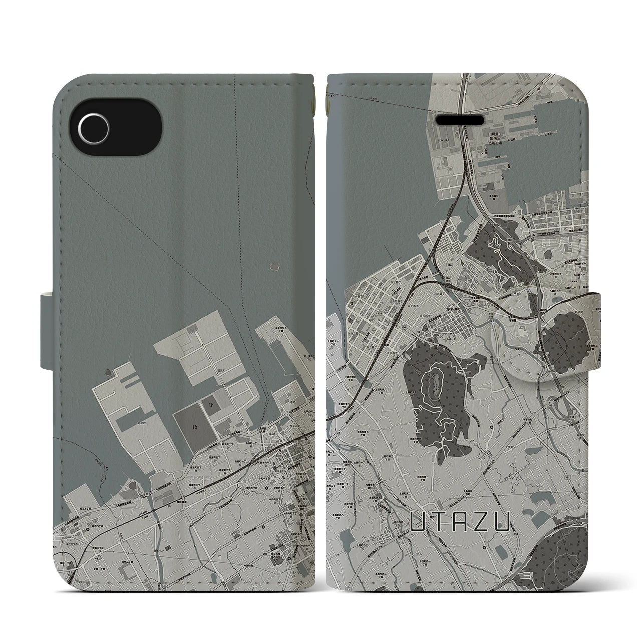 【宇多津(香川県)】地図柄iPhoneケース(手帳タイプ)