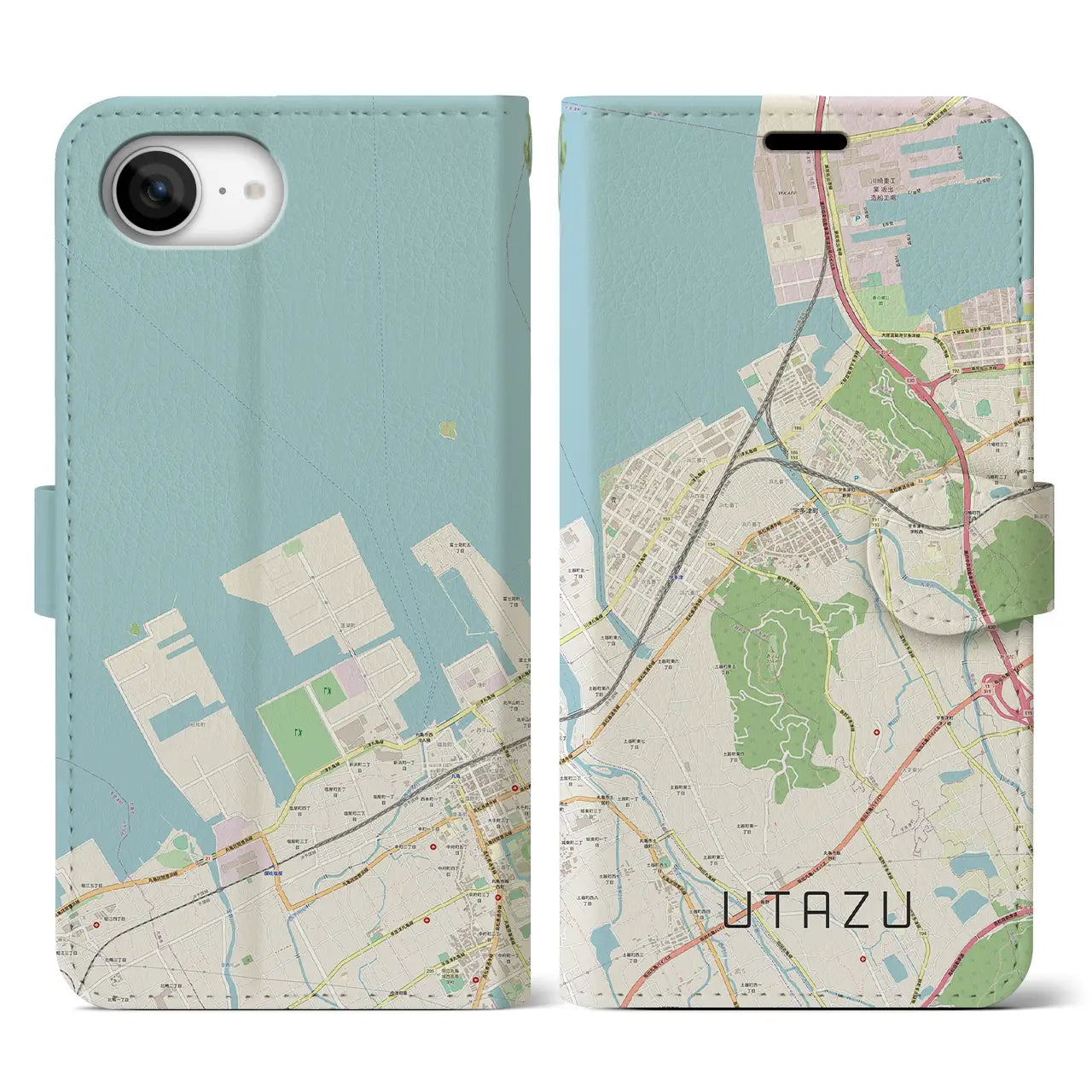 【宇多津(香川県)】地図柄iPhoneケース(手帳タイプ)