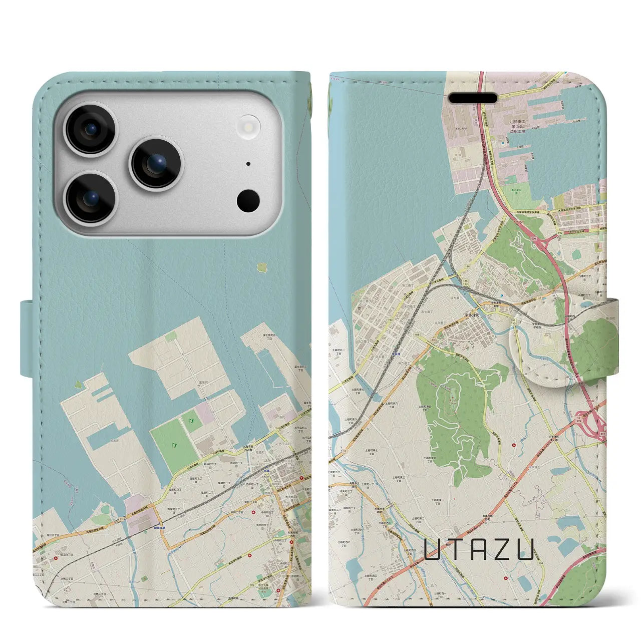 【宇多津(香川県)】地図柄iPhoneケース(手帳タイプ)