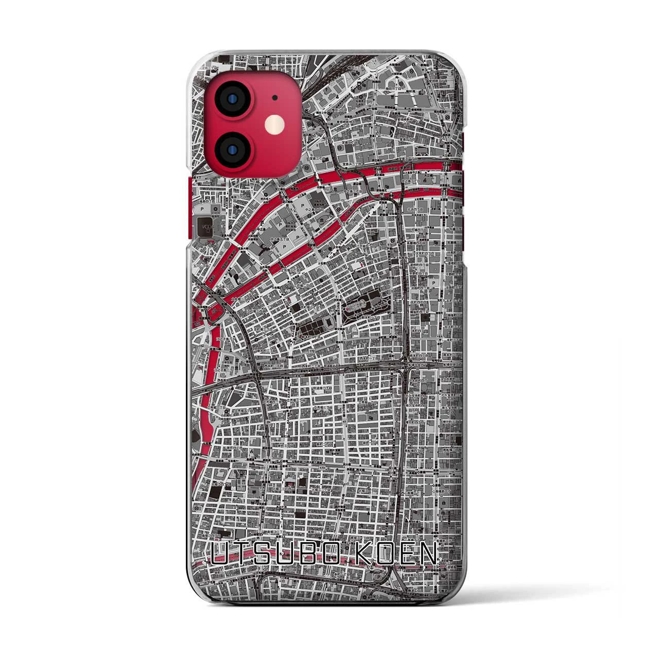 【靱公園(大阪府)】地図柄iPhoneケース(クリアタイプ)モノトーン・iPhone 11 用
