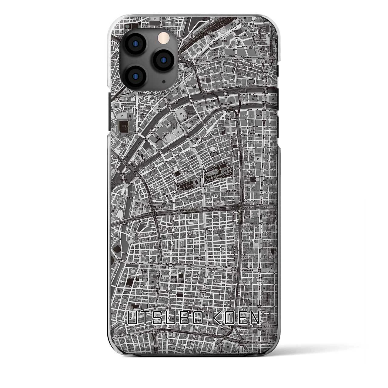 【靱公園(大阪府)】地図柄iPhoneケース(クリアタイプ)モノトーン・iPhone 11 Pro Max 用