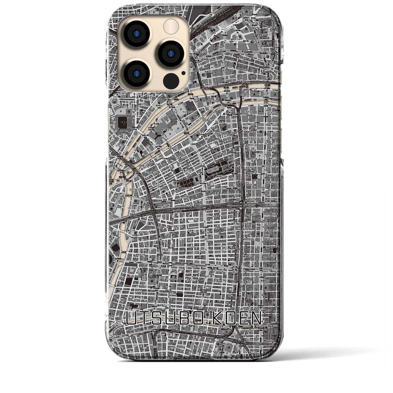 【靱公園(大阪府)】地図柄iPhoneケース(クリアタイプ)モノトーン・iPhone 12 Pro Max 用