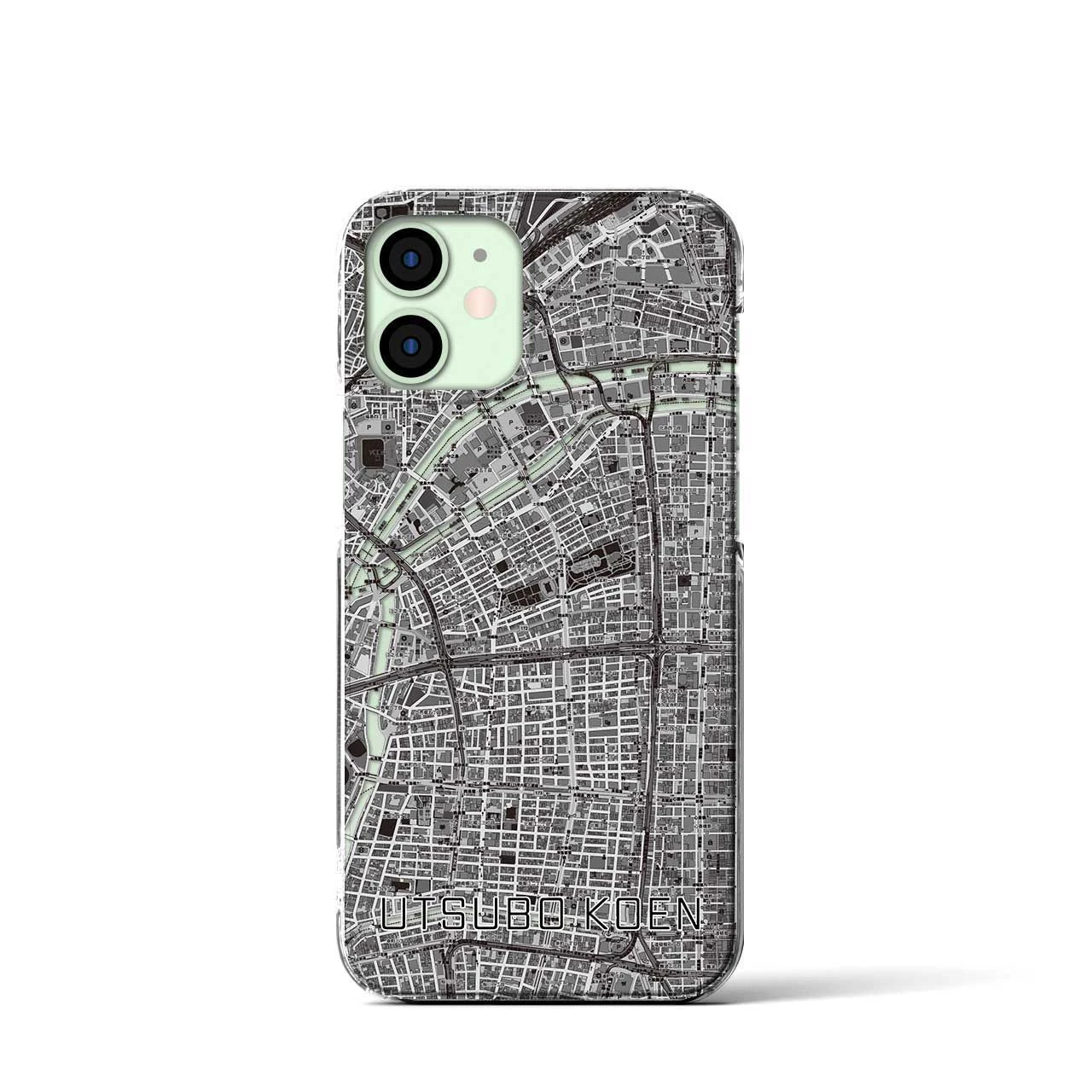 【靱公園(大阪府)】地図柄iPhoneケース(クリアタイプ)モノトーン・iPhone 12 mini 用