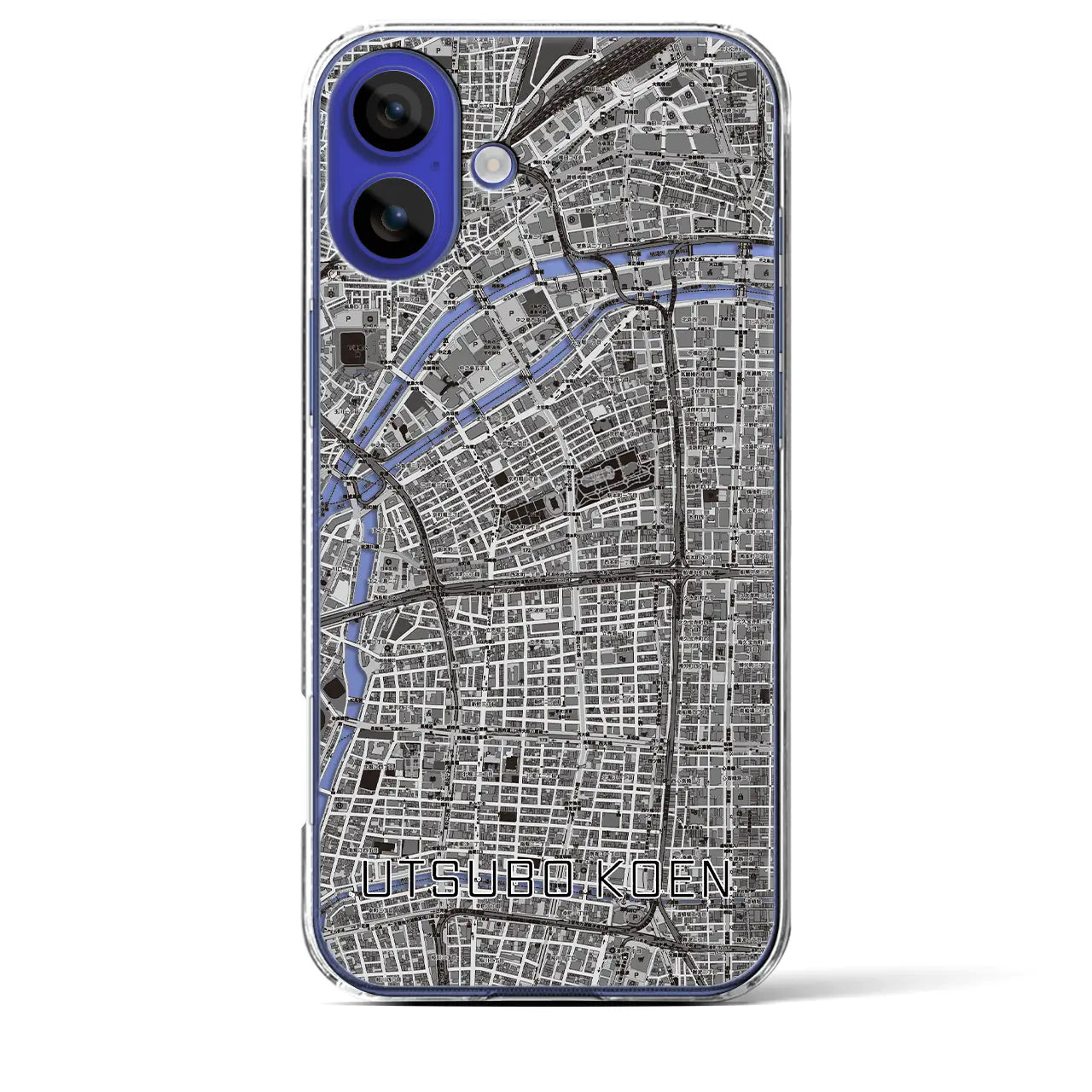 【靱公園(大阪府)】地図柄iPhoneケース(クリアタイプ)モノトーン・iPhone 16 Pro Max 用