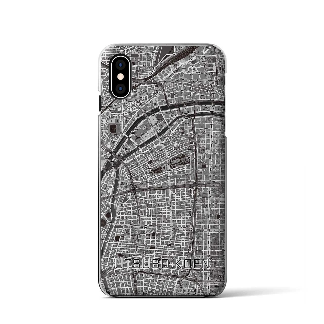 【靱公園(大阪府)】地図柄iPhoneケース(クリアタイプ)モノトーン・iPhone XS / X 用