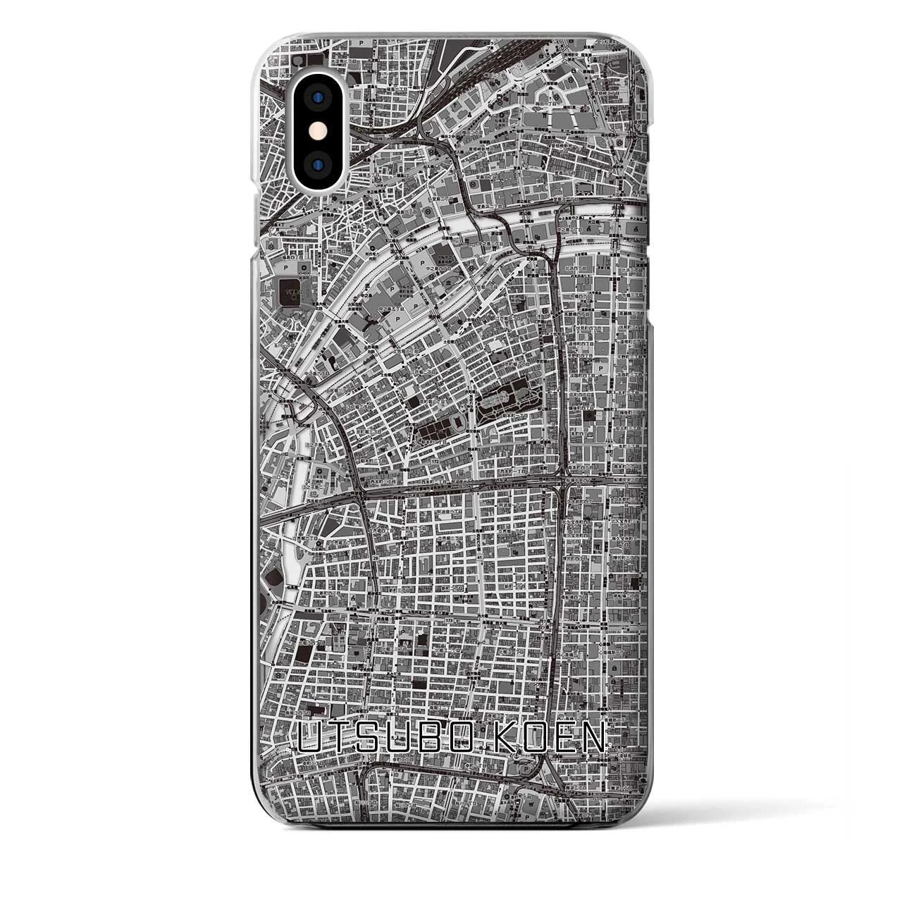 【靱公園(大阪府)】地図柄iPhoneケース(クリアタイプ)モノトーン・iPhone XS Max 用