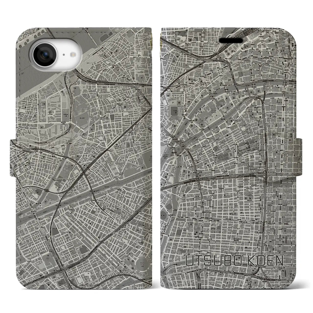 【靱公園(大阪府)】地図柄iPhoneケース(手帳タイプ)