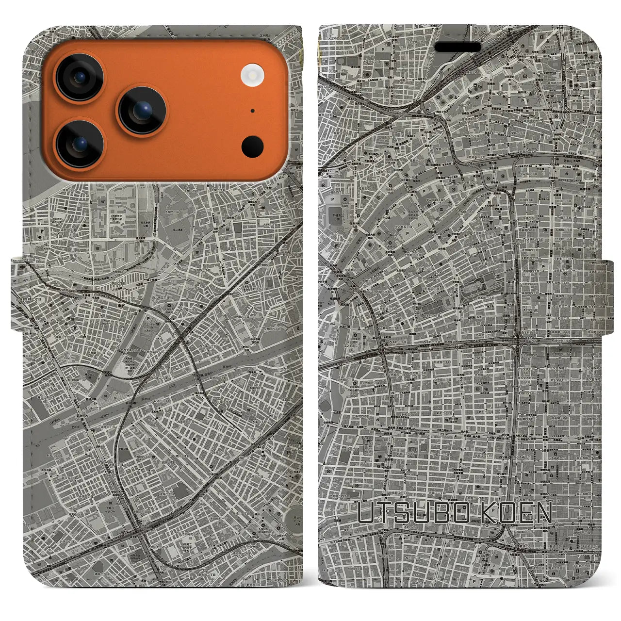 【靱公園(大阪府)】地図柄iPhoneケース(手帳タイプ)