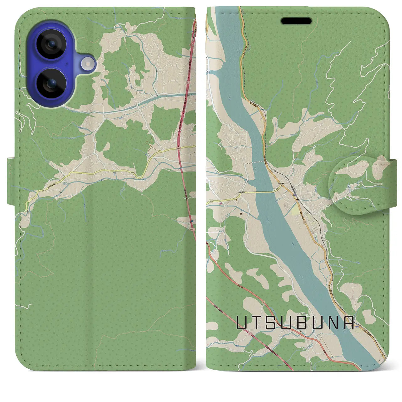 【内船(山梨県)】地図柄iPhoneケース(手帳タイプ)ナチュラル・iPhone 16 Pro Max 用