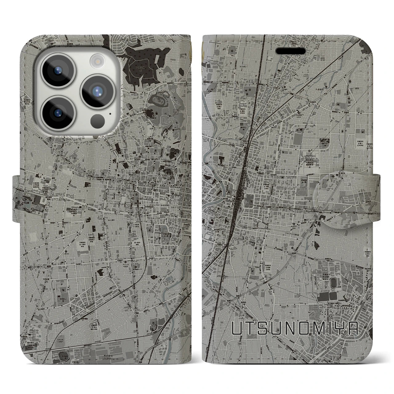 【宇都宮(栃木県)】地図柄iPhoneケース(手帳タイプ)
