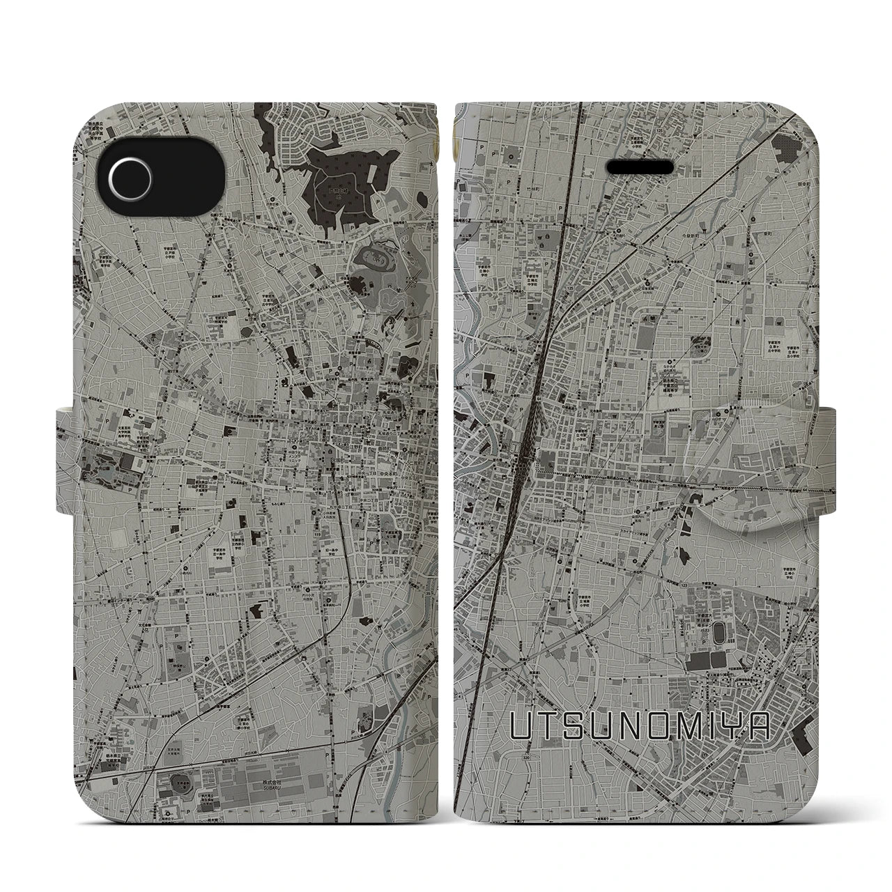 【宇都宮(栃木県)】地図柄iPhoneケース(手帳タイプ)