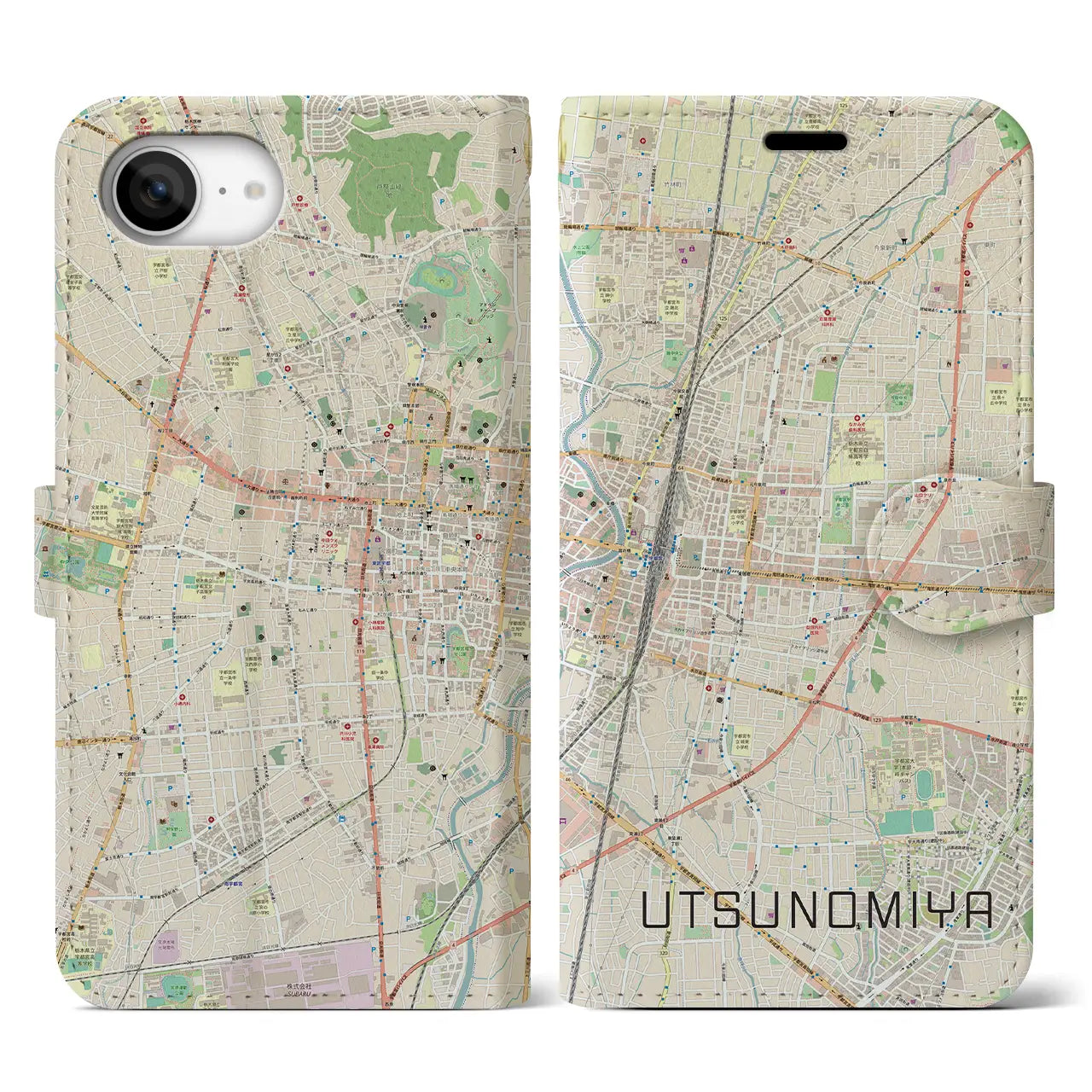 【宇都宮(栃木県)】地図柄iPhoneケース(手帳タイプ)