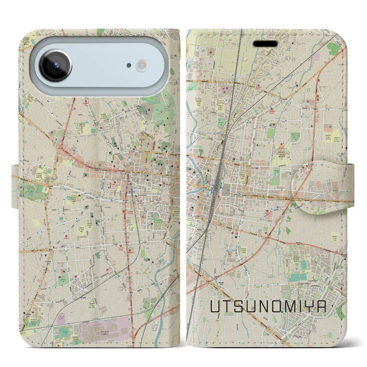 【宇都宮(栃木県)】地図柄iPhoneケース(手帳タイプ)