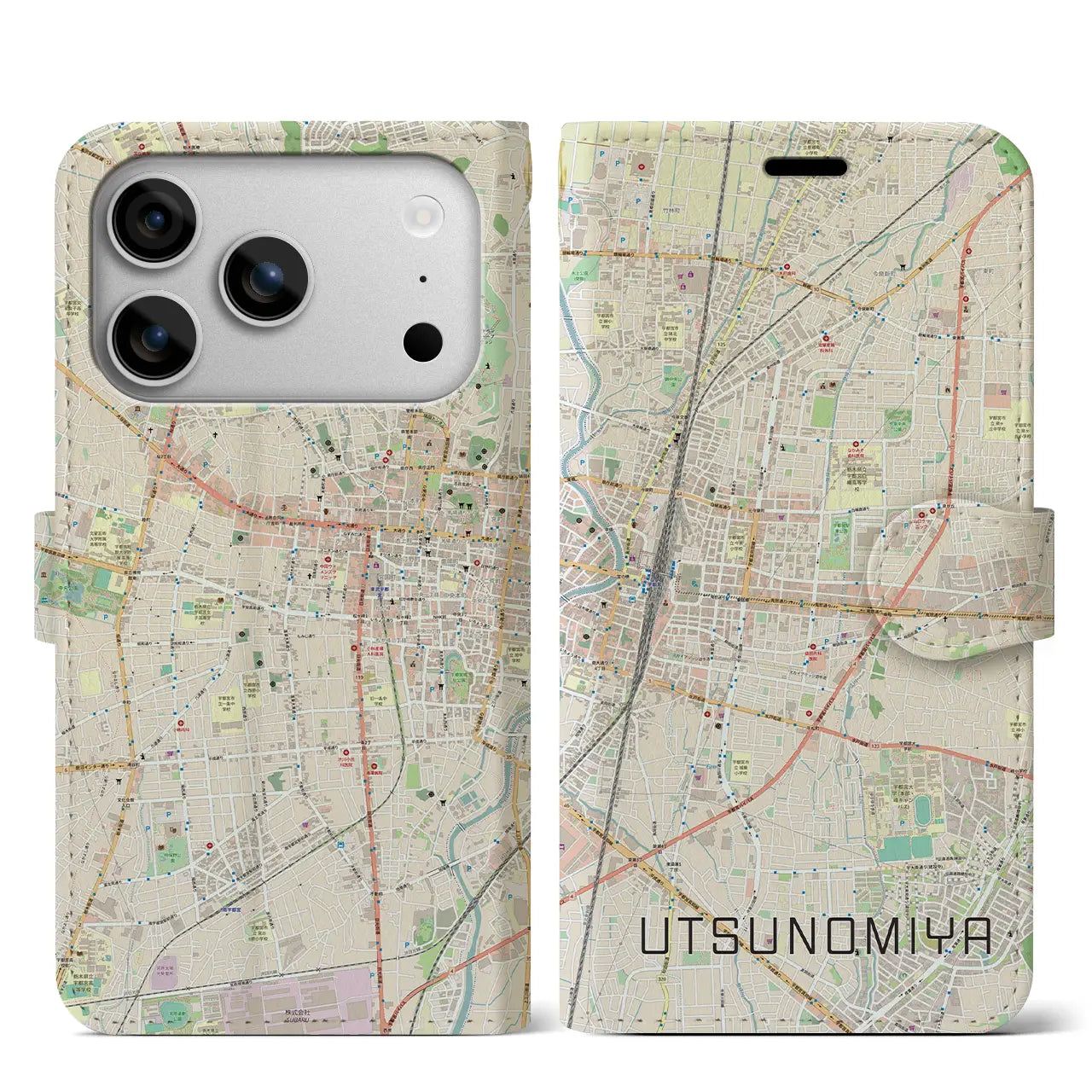 【宇都宮(栃木県)】地図柄iPhoneケース(手帳タイプ)