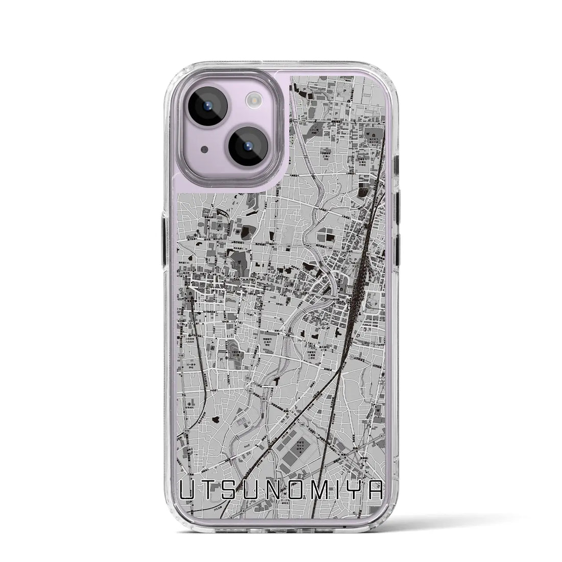 【宇都宮(栃木県)】地図柄iPhoneケース(MagSafeタイプ)モノトーンiPhone 13 / 14 用<アウトレット>
