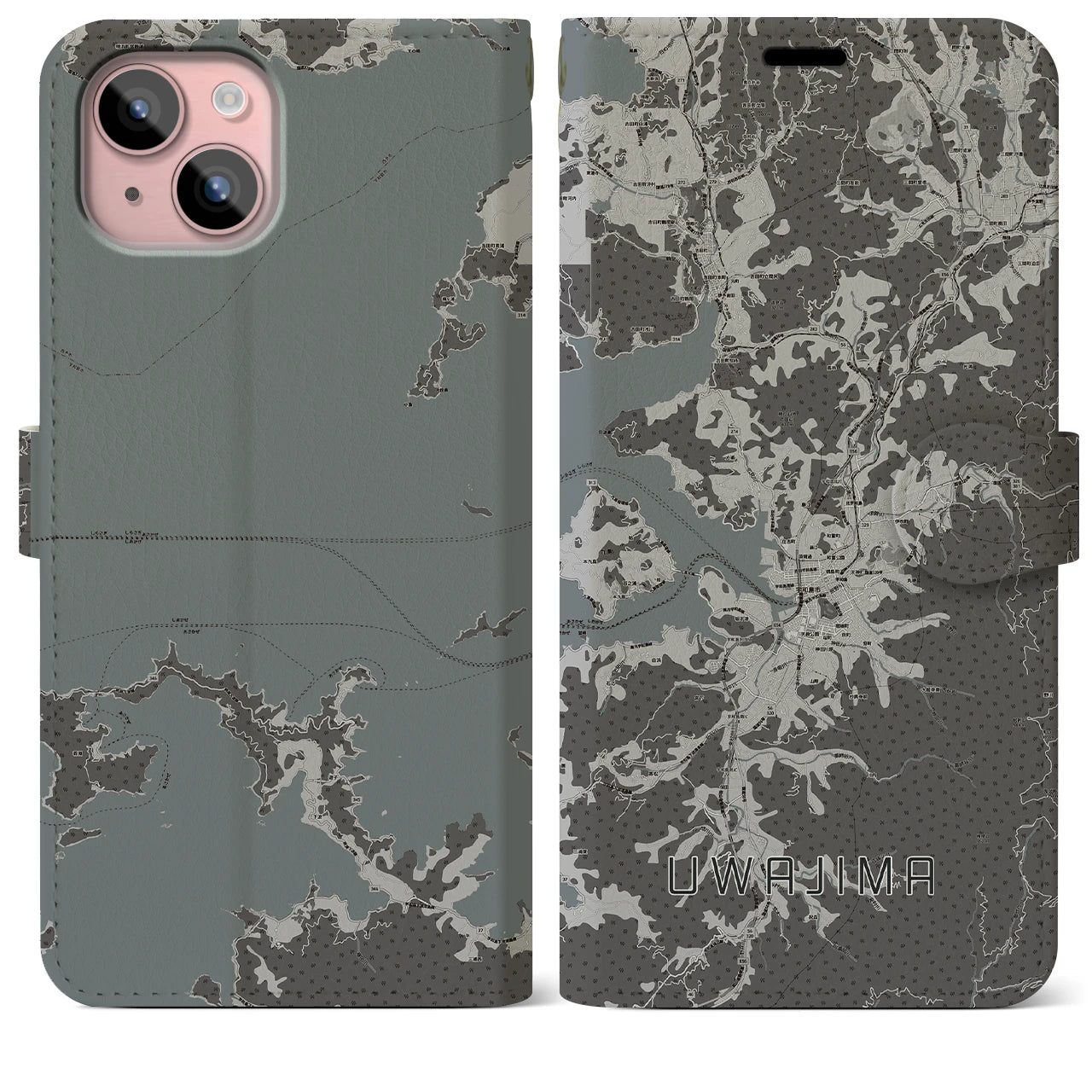 【宇和島(愛媛県)】地図柄iPhoneケース(手帳タイプ)