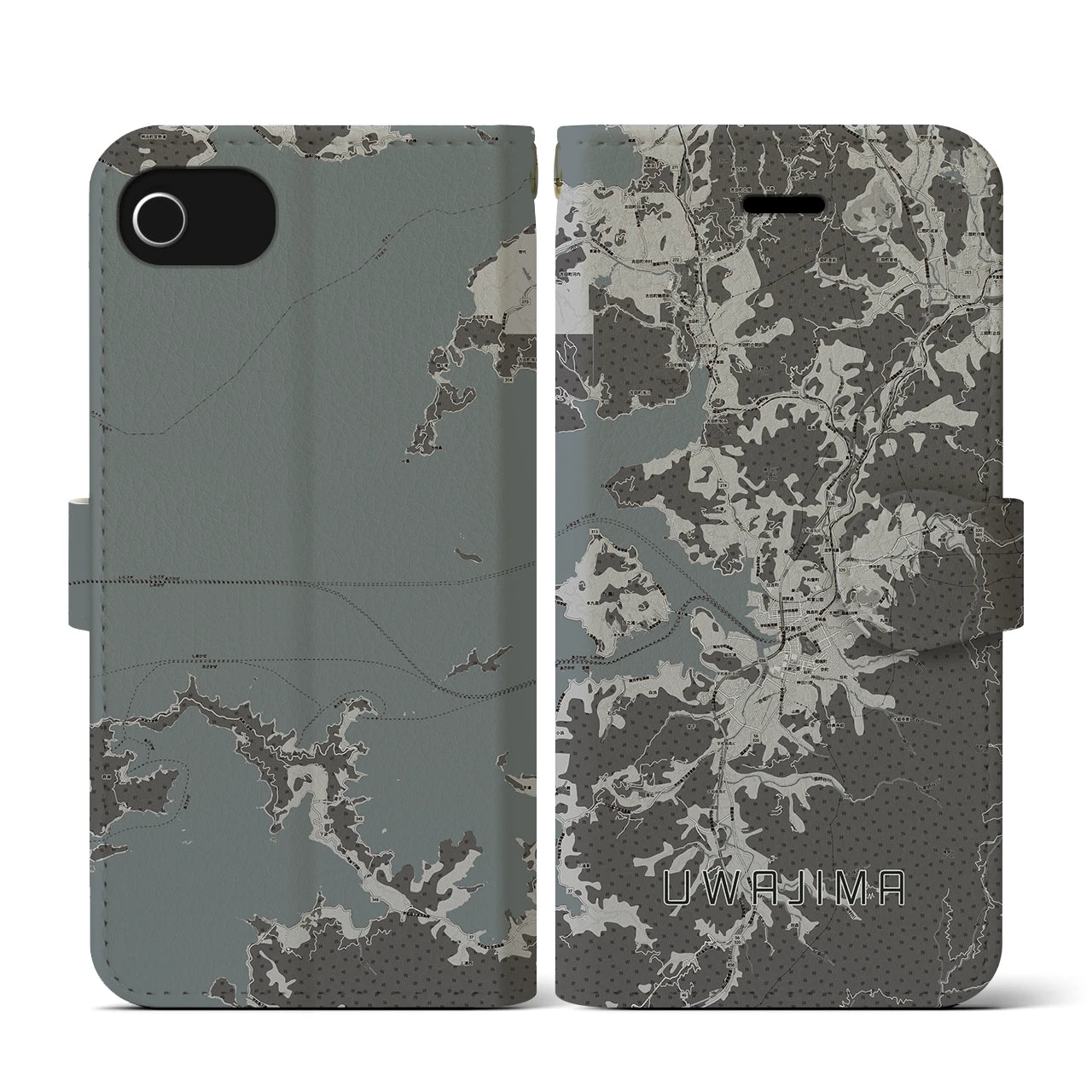 【宇和島(愛媛県)】地図柄iPhoneケース(手帳タイプ)