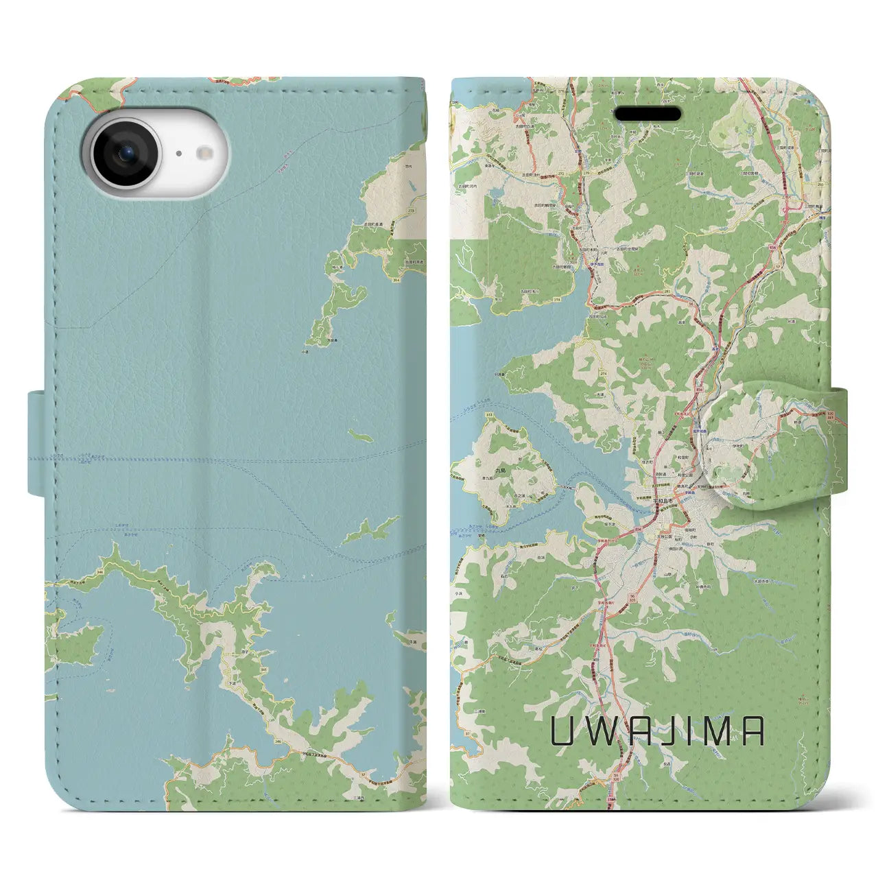 【宇和島(愛媛県)】地図柄iPhoneケース(手帳タイプ)