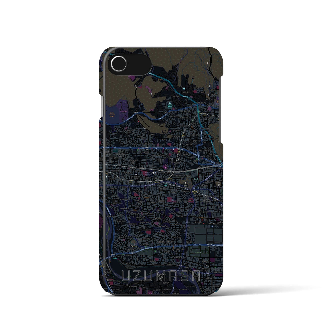 【太秦(京都府)】地図柄iPhoneケース(バックカバータイプ)