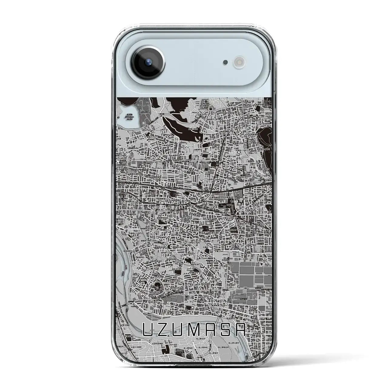 【太秦(京都府)】地図柄iPhoneケース(クリアタイプ)モノトーン・iPhone 17 Pro Max 用
