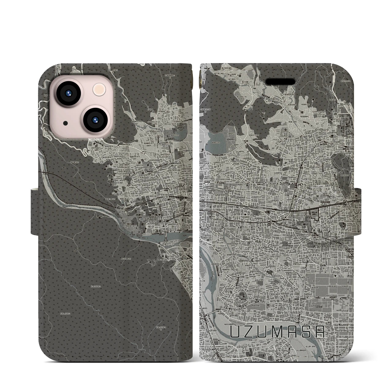 【太秦(京都府)】地図柄iPhoneケース(手帳タイプ)